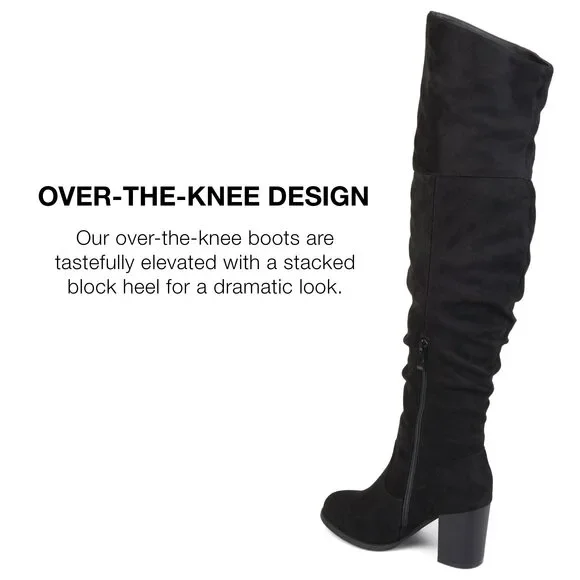 Journee Collection Womens Kaison Stacked Heel Over The Knee Boots